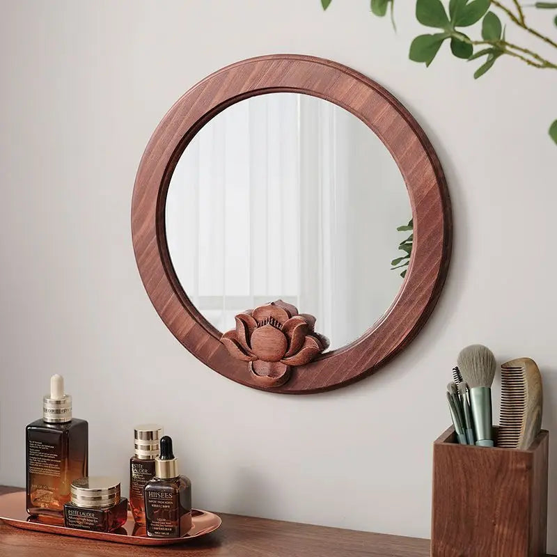 Retro Solid Wood Wall Mirror