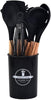 Silicone Cooking Utensil Set | Nonstick Safe | Wooden Handle | Heat Resistant