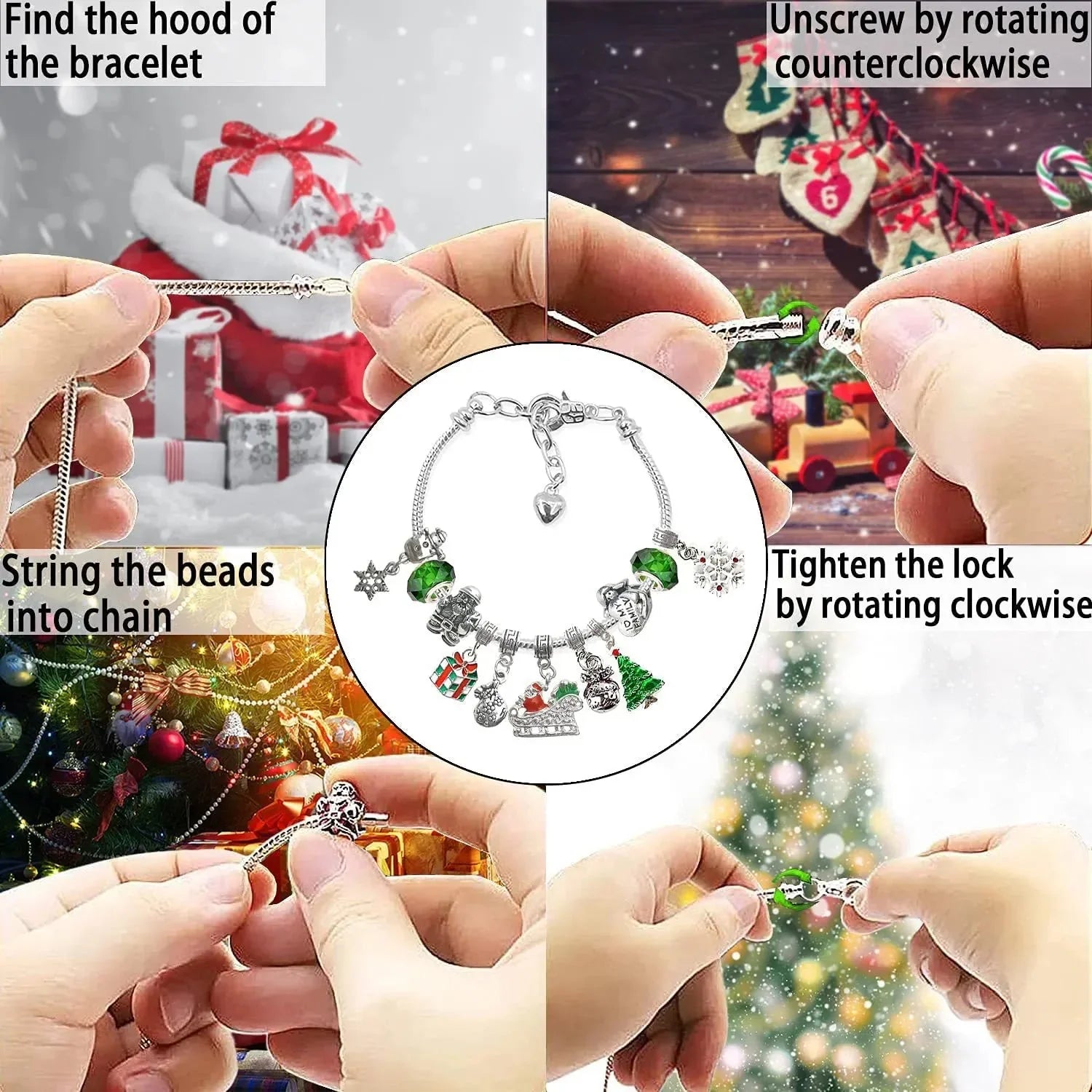 Christmas Charm Bracelet Advent Calendar | 24-Day Countdown Jewelry Set | DIY Beads & Festive Charms