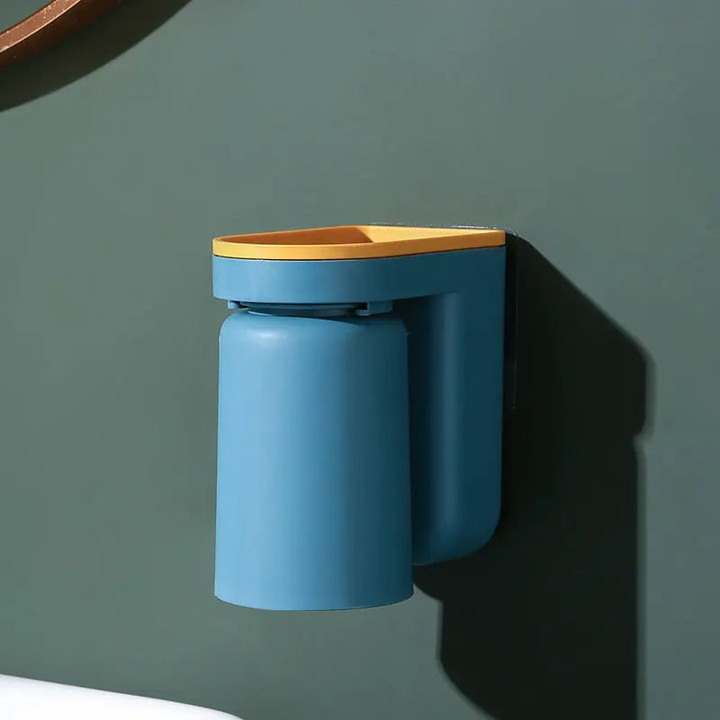 Toothbrush Holder with Cup | Wall-Mounted | Self-Adhesive | ABS Plastic | 11.5×7×12.5cm