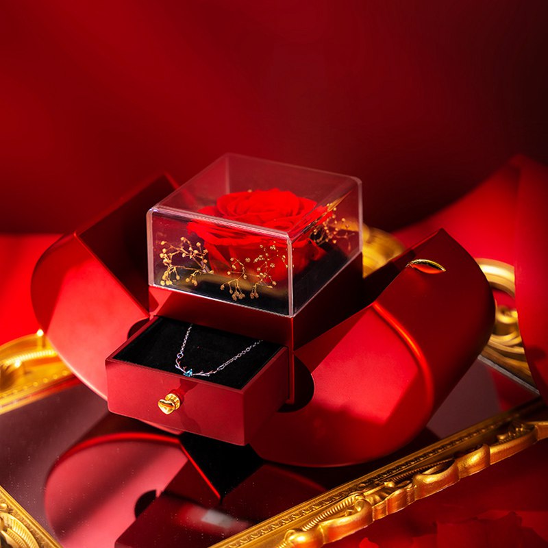 Rose Apple Jewelry Box™ | With Eternal Rose Necklace.