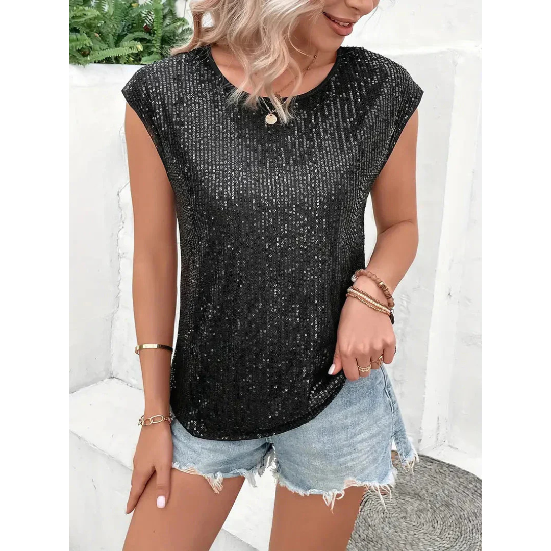 Sparkella™ – Short-Sleeved Sequin Top for Women