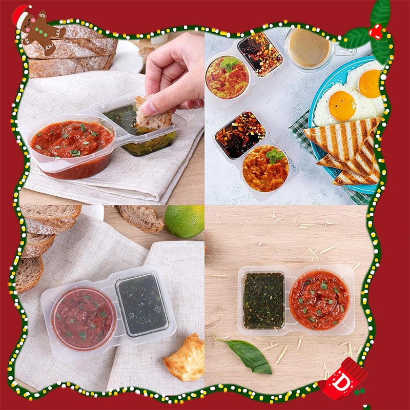 Dual Compartment Sauce Container | Leak-Proof | BPA-Free | Portable
