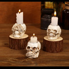 GothicGlow™ 3pc Halloween Skull Candle Holder Set