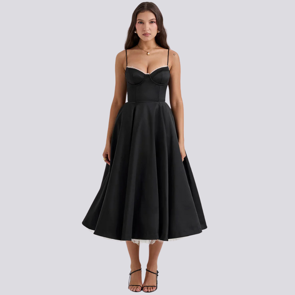 Juliette - Midi Dress with Floral Corset for Women