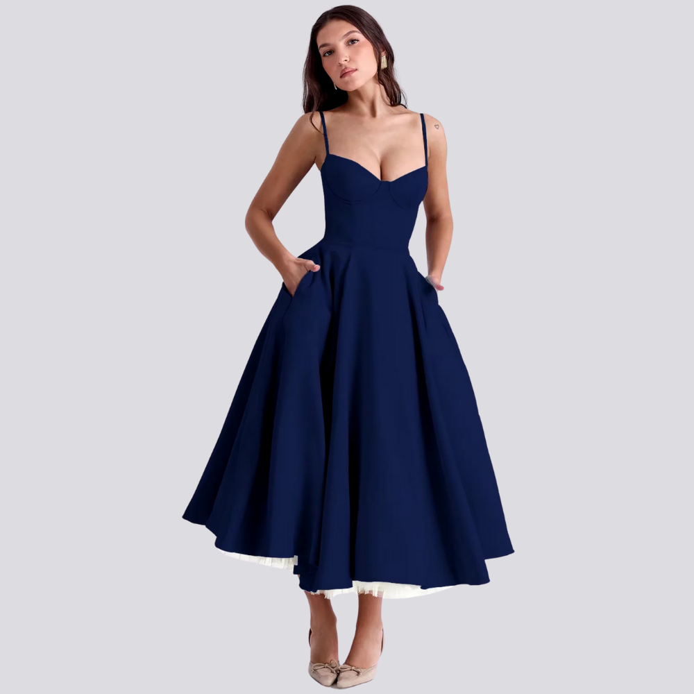 Juliette - Midi Dress with Floral Corset for Women