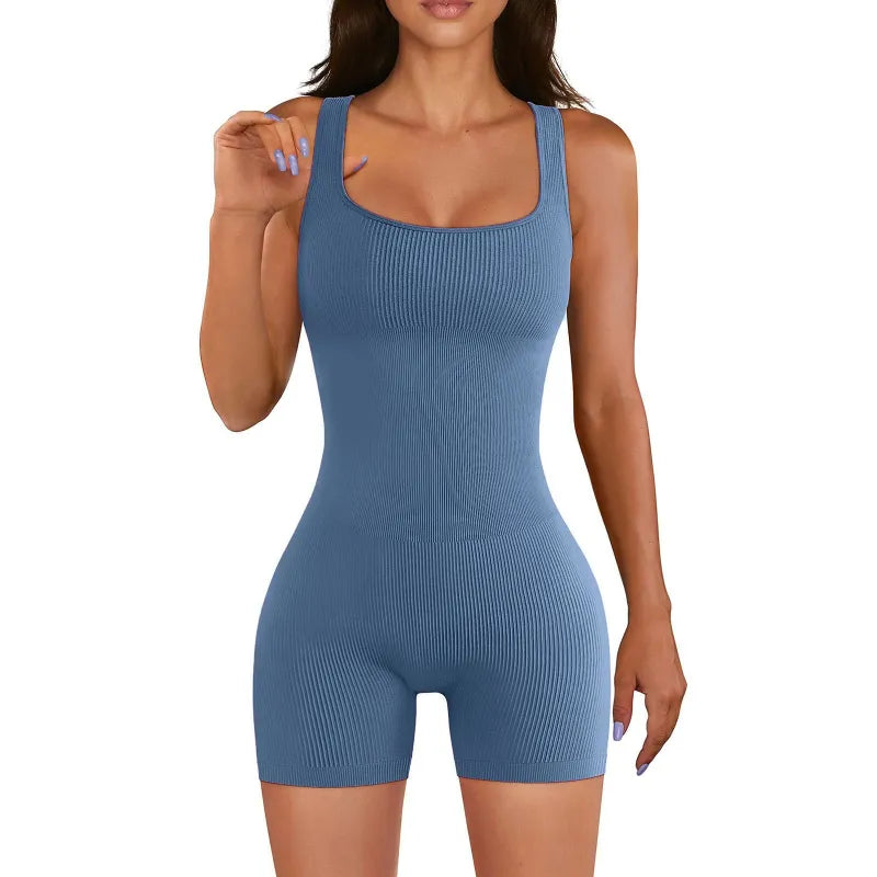 Women’s Romper Jumpsuit | Sleeveless Square Neck | Curve-Enhancing Fit