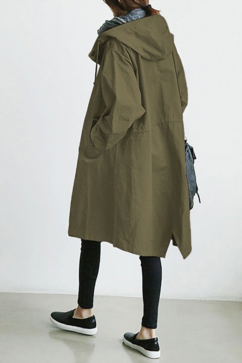 Waterproof women's trench coat with hood