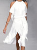 Madonna | Elegant dress with trendy shoulder cutouts.