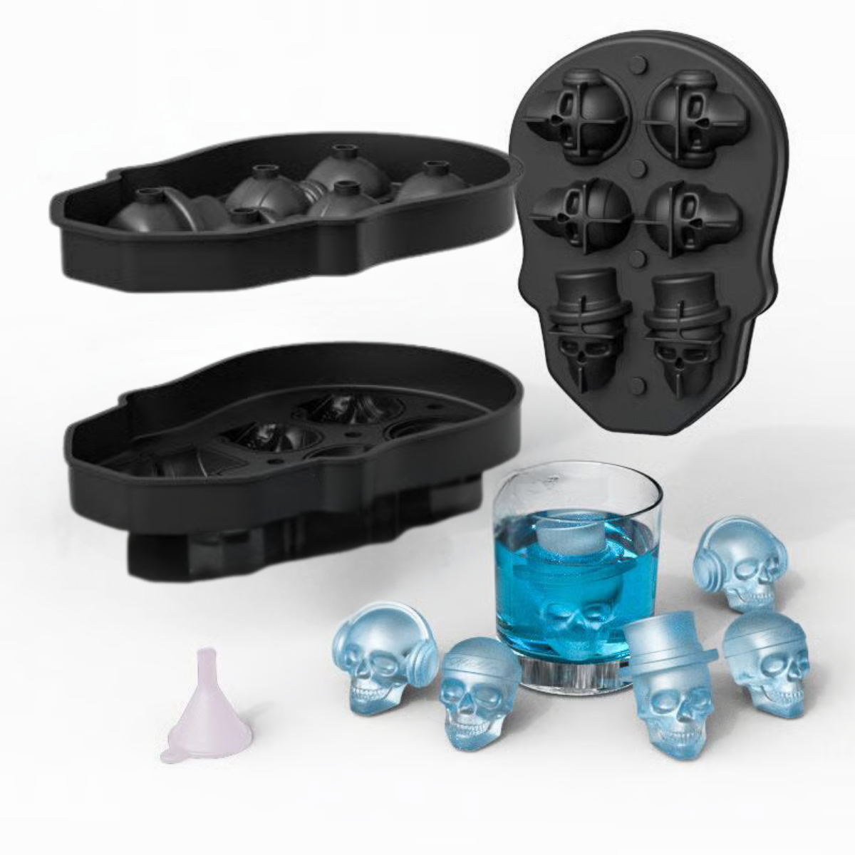Halloween Skull Ice Mold | 3D Silicone Tray | Food-Grade, Heat-Resistant & Dishwasher Safe