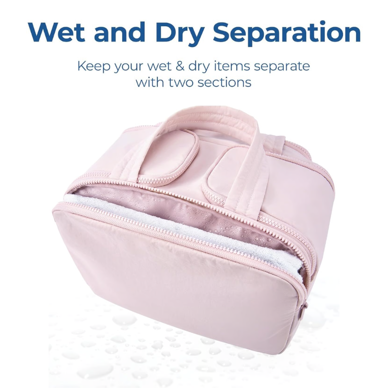 Women’s Travel Toiletry Bag | Waterproof Lining | 4 Compartments | Upright Full-Open Design | 11 × 6.3 × 9.4 in