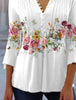 Elegant women's top with long sleeves, button placket, cotton blend
