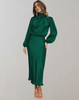 Long Sleeve Satin Dress