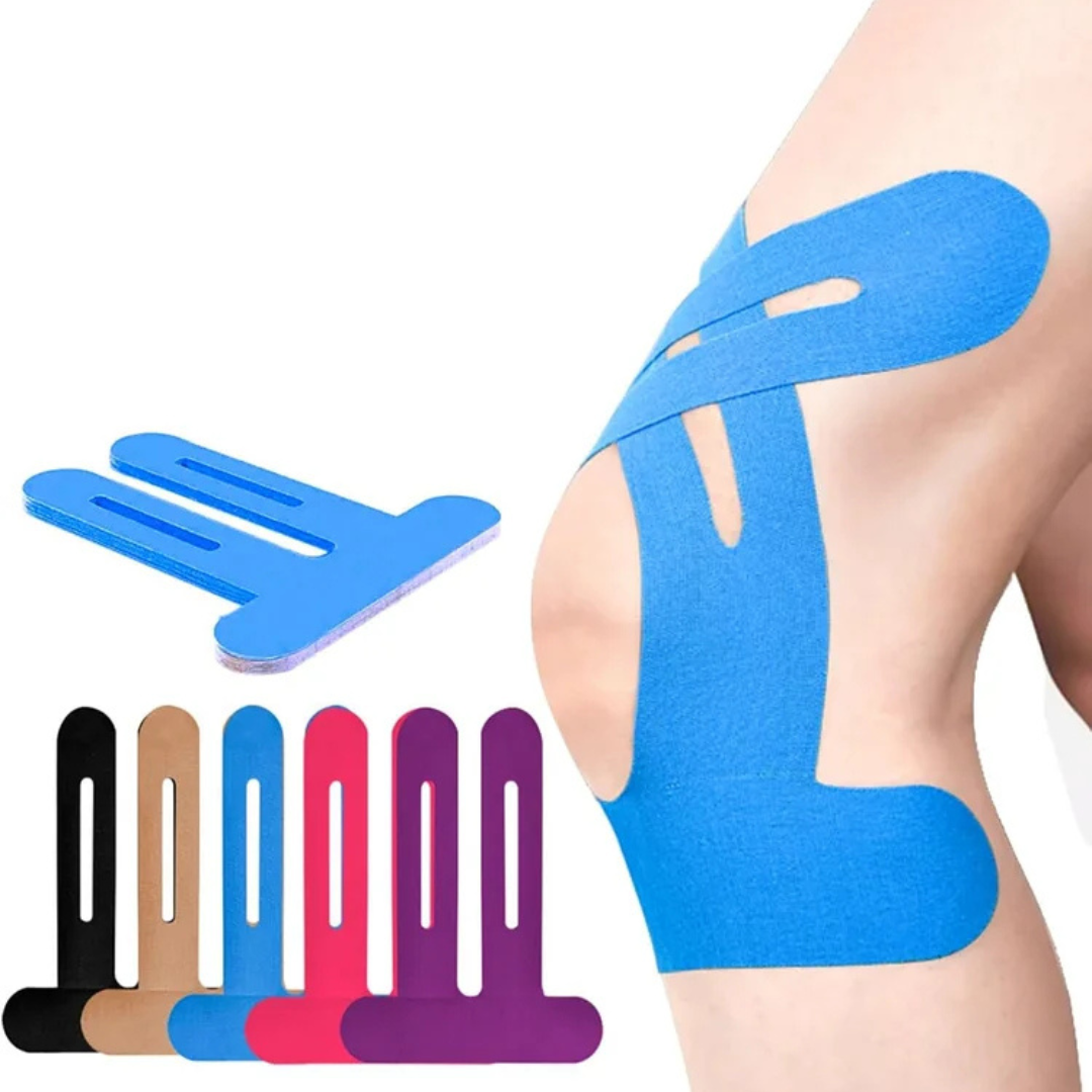 Pre-Cut Knee Support Tape | Breathable Cotton | Elastic & Water-Resistant Adhesion