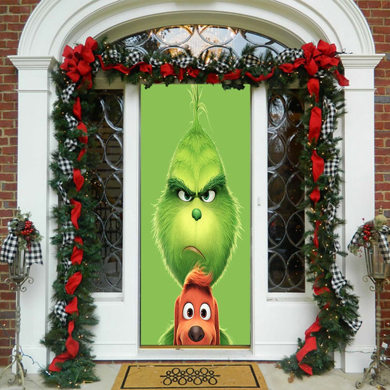 Christmas Door Cover | Fabric Front Door Decoration | Washable & Reusable | 91×203cm