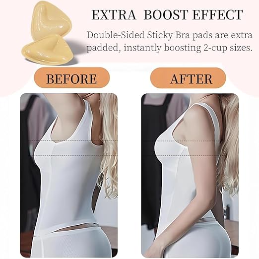 Women’s Invisible Push-Up Bra Inserts | Reusable Adhesive | Deep V Lift
