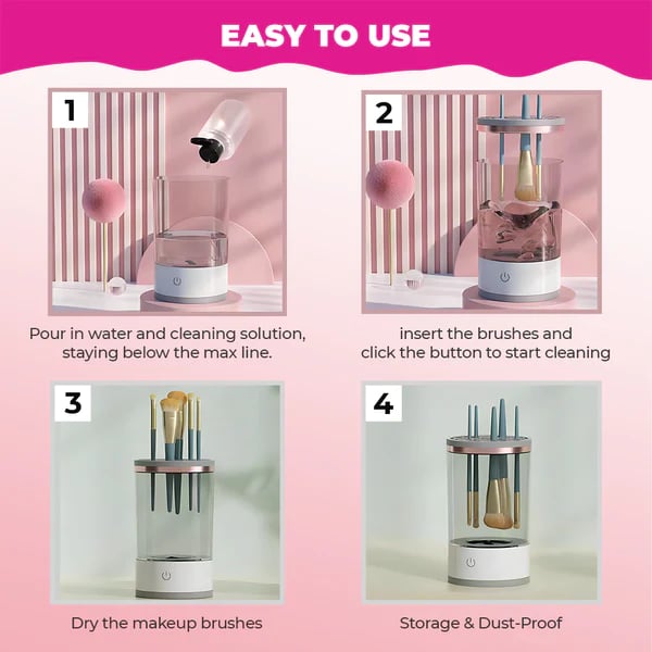 Makeup Brush Cleaner Machine | BrushPure™ Automatic Cleaning & Drying | Compact 16×9cm