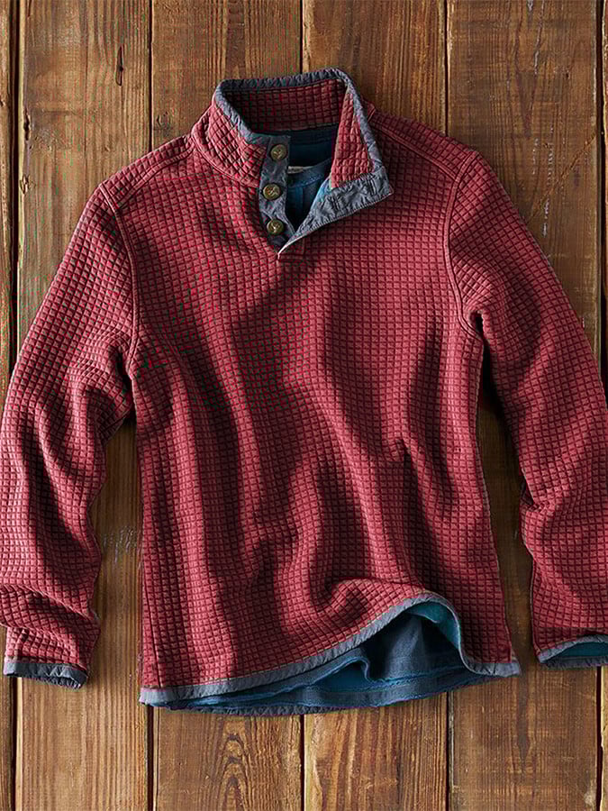 Men’s Casual Shirt | Stand Collar | Long Sleeve | Solid Color | Spring/Autumn