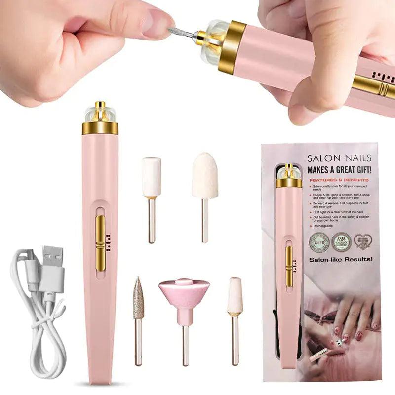 Electric Nail Drill & Manicure Kit | Rechargeable with LED Light | Nail Art Tools Set