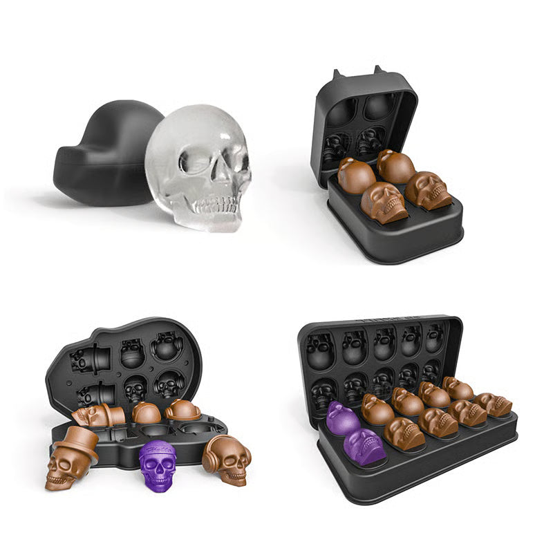 Halloween Skull Ice Mold | 3D Silicone Tray | Food-Grade, Heat-Resistant & Dishwasher Safe