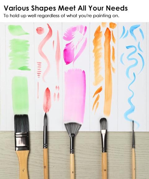 Artist Paint Brush Set | 24 Nylon Brushes with 7 Shapes & Palette Knife | Acrylic, Oil & Watercolor