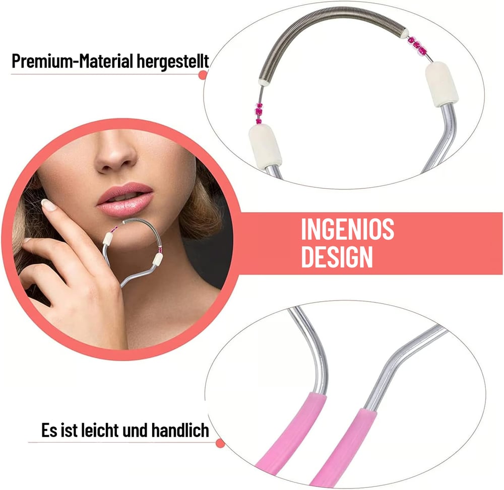 Facial Hair Remover Spring Tool | Gentle Manual Epilator | Stainless Steel | Portable & Battery-Free