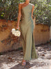 Edith - One-Shoulder Satin Maxi Dress with Slit for Women