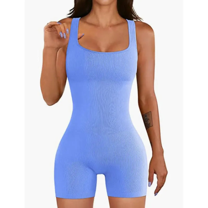 Women’s Romper Jumpsuit | Sleeveless Square Neck | Curve-Enhancing Fit