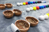 Miniature Walnut House Ornament | Handmade Gift | Clay & Wood Details with Light-Up Design