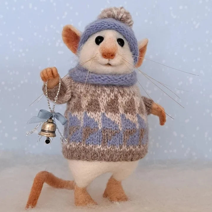 Handmade Felted Mouse Decoration | Eco-Friendly Wool | Holiday Ornament & Gift