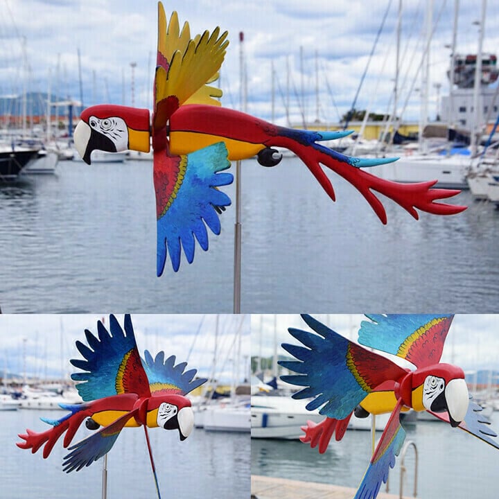 Handmade Garden Windmill | WhimsyMill™ Bird & Animal Design | Wood & Stainless Steel | Outdoor Décor