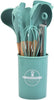 Silicone Cooking Utensil Set | Nonstick Safe | Wooden Handle | Heat Resistant