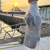 Women’s Knitted Sweater Jacket | Subtle Sequin Detail | Lightweight Soft Fabric | Beige or Sky Blue