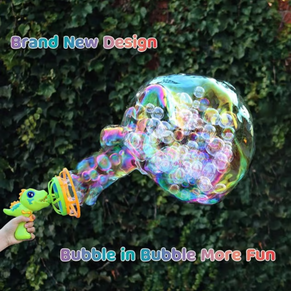 Kids Dinosaur Bubble Blaster | Portable Bubble Machine | 1000+ Bubbles/Min