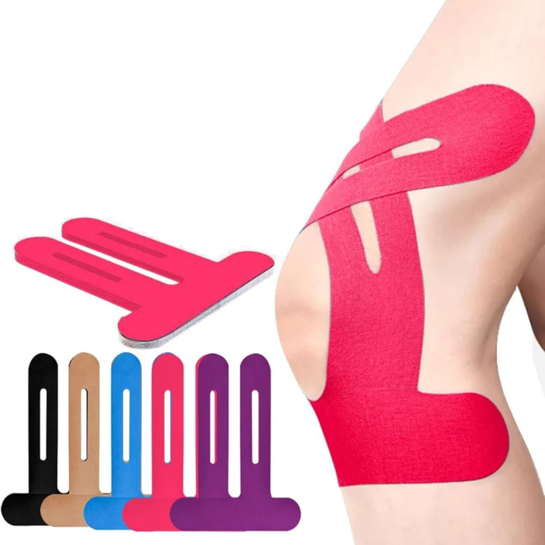 Pre-Cut Knee Support Tape | Breathable Cotton | Elastic & Water-Resistant Adhesion