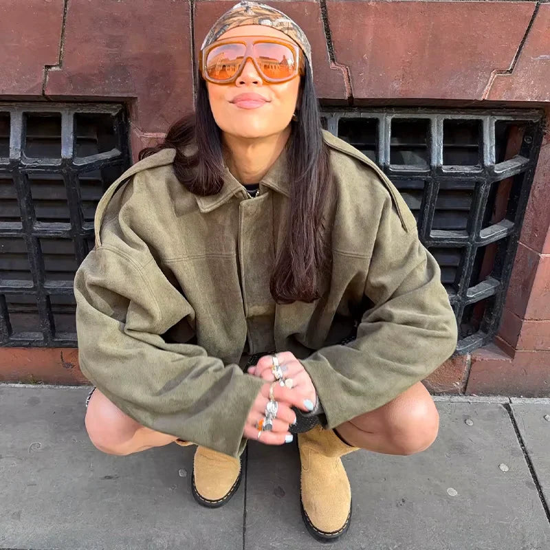 Women’s Oversized Jacket | Faux Suede | Drop Shoulder | Autumn Layer