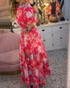 Popular maxi dress with short sleeves and print