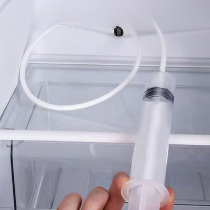 Refrigerator Drain Cleaning Kit | Flexible Brush & Spray Tool | Stainless Steel & Nylon