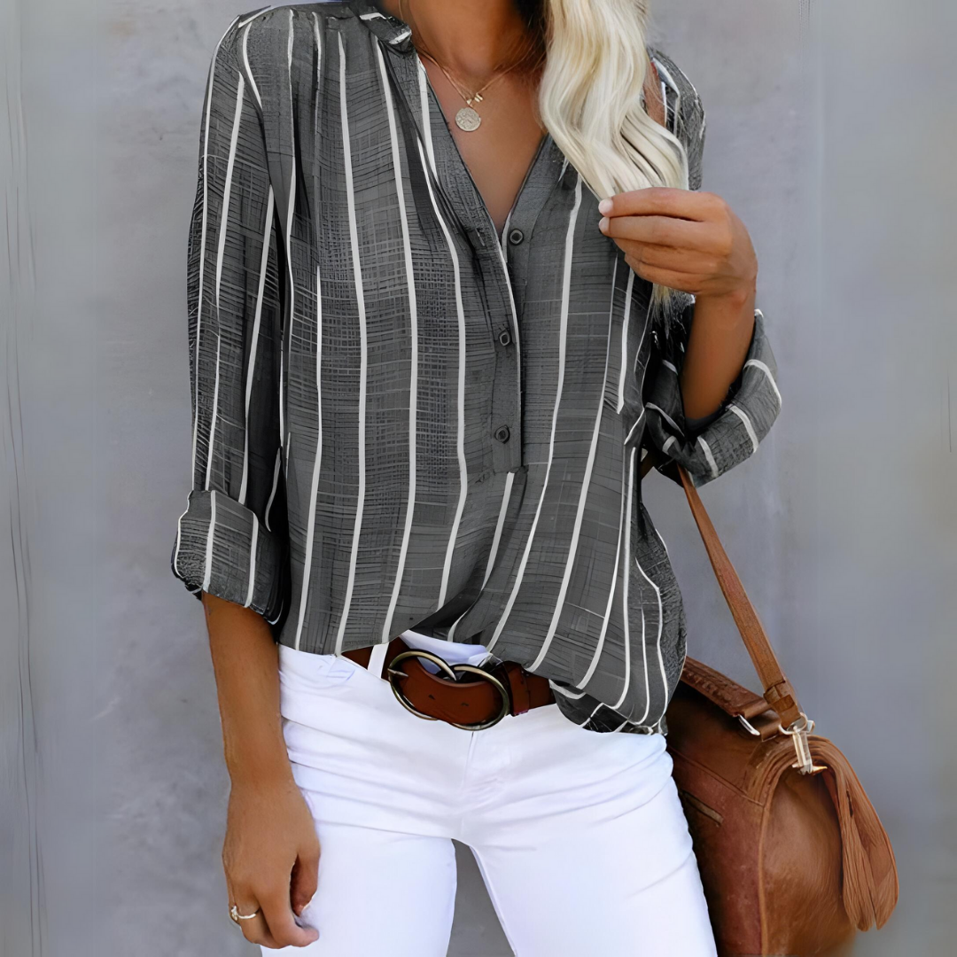 Jantien - Fashionable Striped Women's Blouse