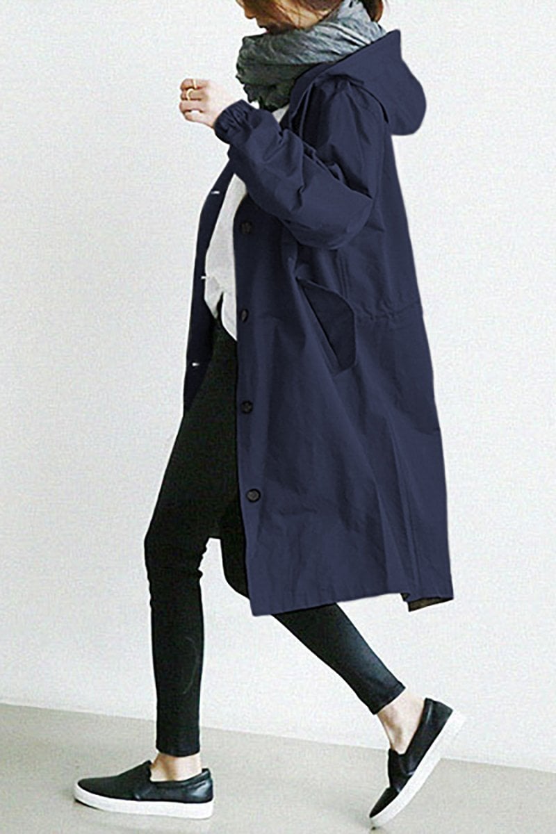 Waterproof women's trench coat with hood