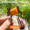 Embroidery Thread Organizer | Wooden Bunny Bobbin Set | 16-Piece | Storage Corral Included