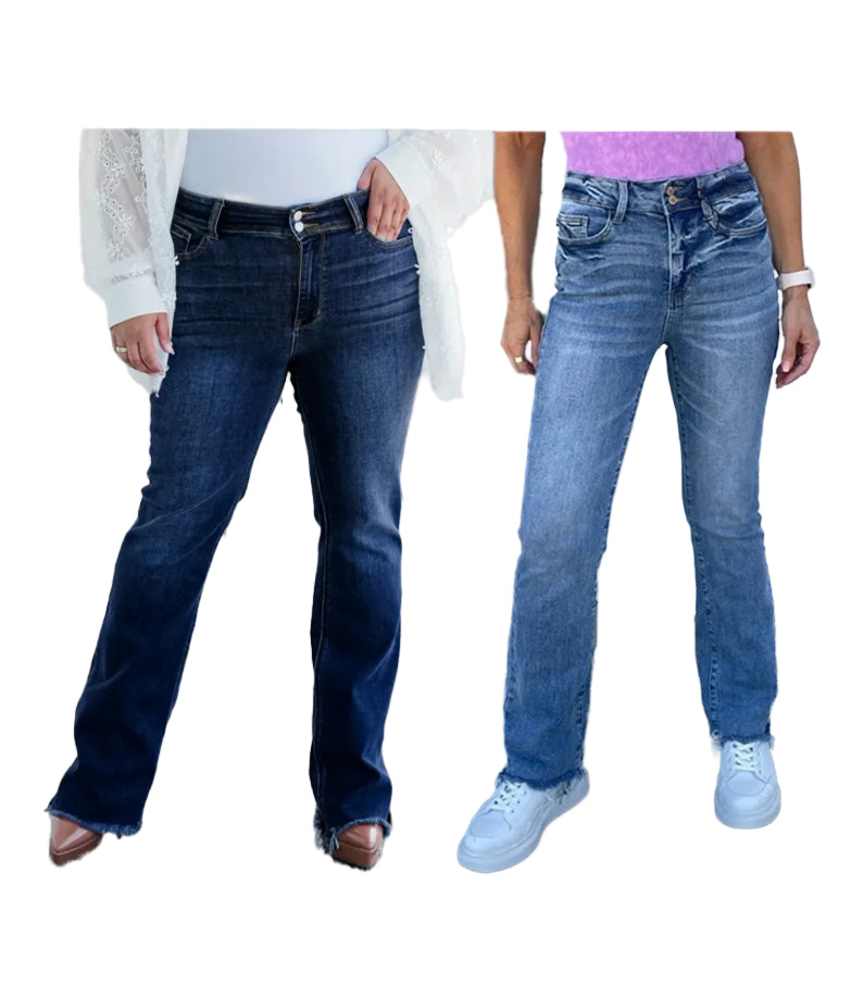 Women’s Bootcut Jeans | High-Rise Stretch Denim | Flattering Slim Fit | Frayed Hem