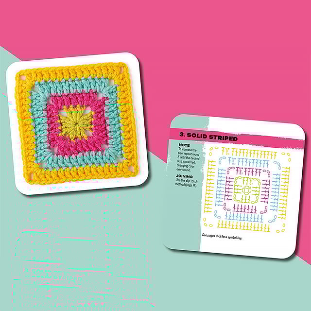 Crochet Pattern Card Deck | 50 Portable Stitch & Color Design Cards + Guide Booklet