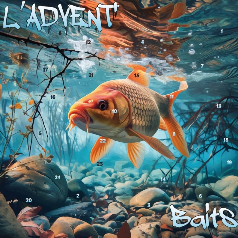 Fishing Advent Calendar | 24 Lure Set | Silicone Baits with Mounts | Gift for Anglers