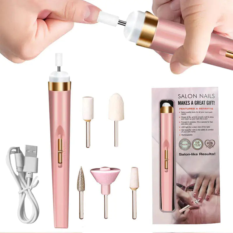 Electric Nail Drill & Manicure Kit | Rechargeable with LED Light | Nail Art Tools Set