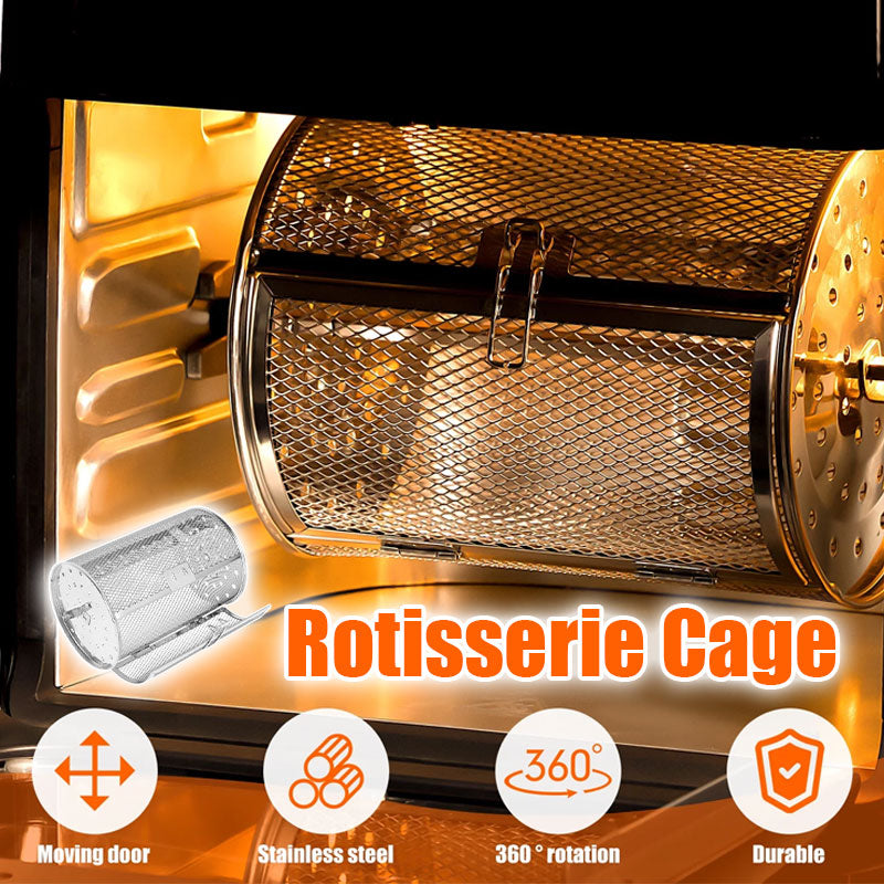 Rotating Baking Cage | 360° Air Fryer Basket | Stainless Steel | Multi-Food Compatible