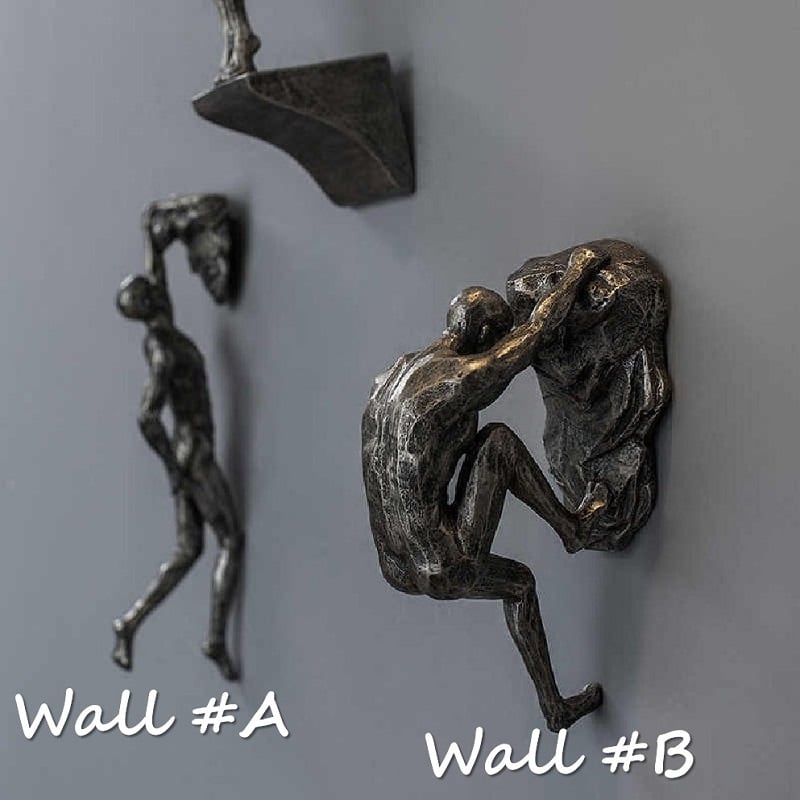 Wall Climbing Man Sculpture | Modern Resin Wall Art Decor | Creative Hanging Statue