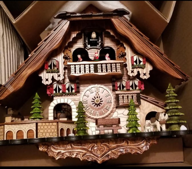 Wooden Cuckoo Clock | Handcrafted Black Forest Chalet | Musical Pendulum Design