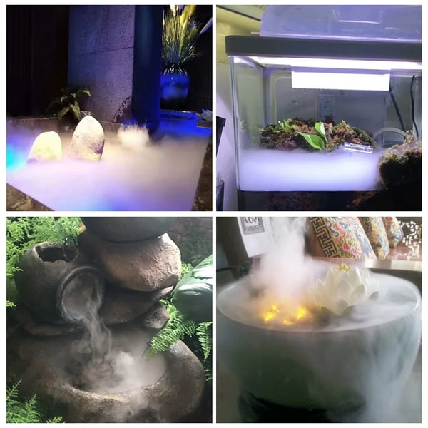 Ultrasonic Fog Maker | LED Mist Fountain | Smart Water Sensor | Stainless Steel | Halloween & Home Décor