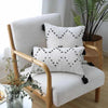 White and Black Geometric Cushion Cover with Tassels